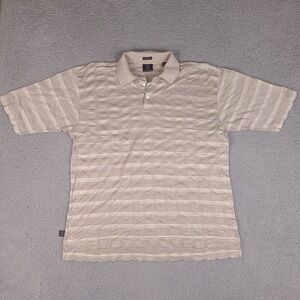 Mercedes Benz Polo Shirt‎ Mens Large Brown Striped Short Sleeve Egyptian Cotton